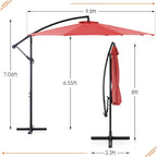 9.8FT Offset Patio Umbrella Hanging Cantilever Umbrella Outdoor Sun Shade with Easy Tilt Adjustment, 8 Ribs, UV Protection for Backyard, Lawn, Garden and Pool, Blue