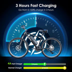 Adult Electric Bike, 350W BAFANG Motor (500W Peak), 4A 3H Fast Charging, 468Wh Li-Ion Battery, 21 Speed Gears, Air Saddle, 45 Miles 20 MPH 26" Mountain Bike Electric Bike, ANSI/CAN/UL2849 Compliant