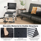 4 In 1 Bedside Commode Chair Shower Wheelchair With Detachable Bucket Padded Mobile Toilet Chair - Comfortable And Ergonomic Design