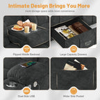 3 Seat Reclining Sofa with Storage Drawer USB Ports & Cup Holders Manual Couch