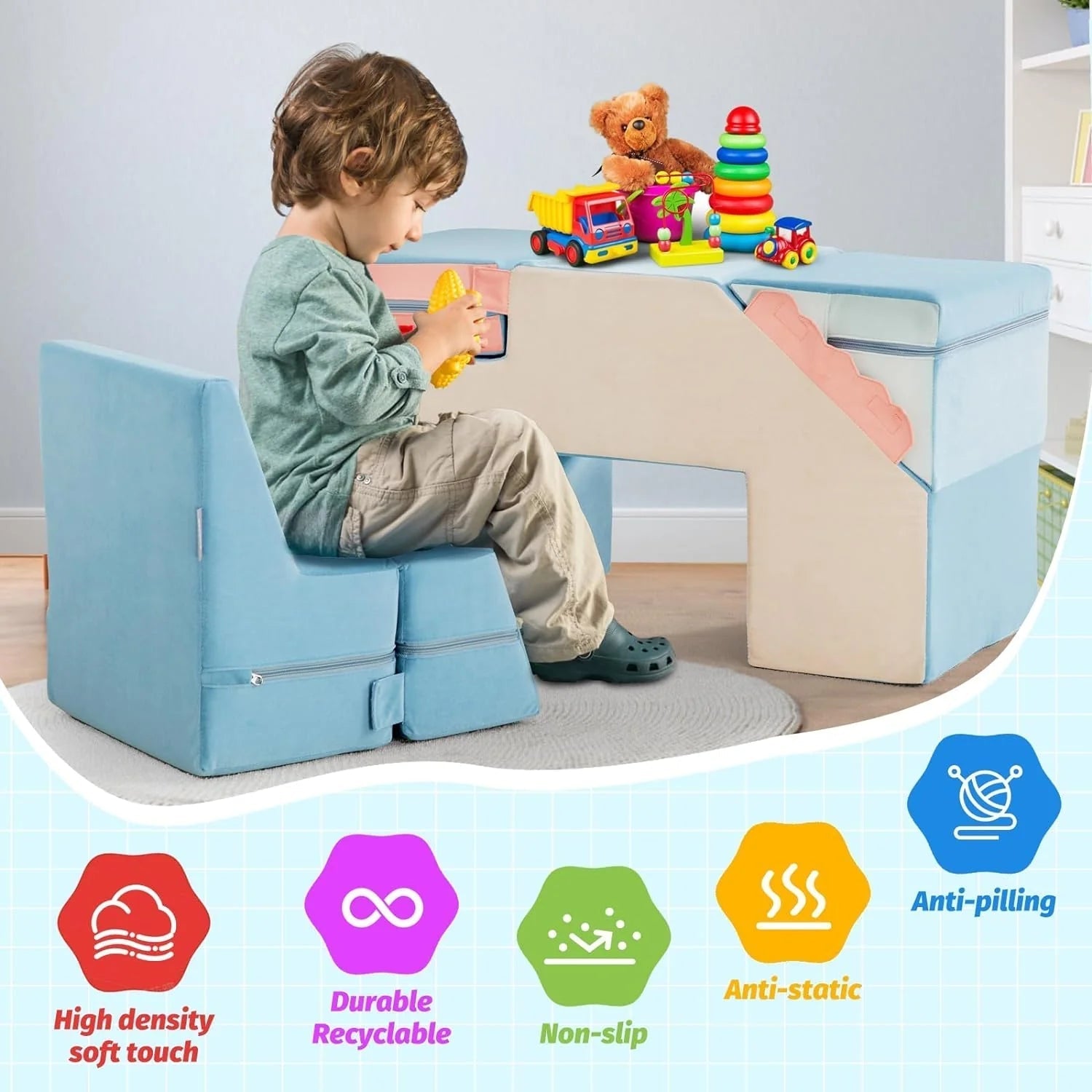 4 in 1 toddler foam climbing blocks, indoor soft climbing and crawling toys