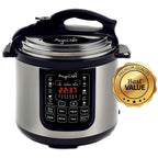 MegaChef 8 Qt Stainless Steel Electric Pressure Cooker with Digital Presets & Slow Cook Function