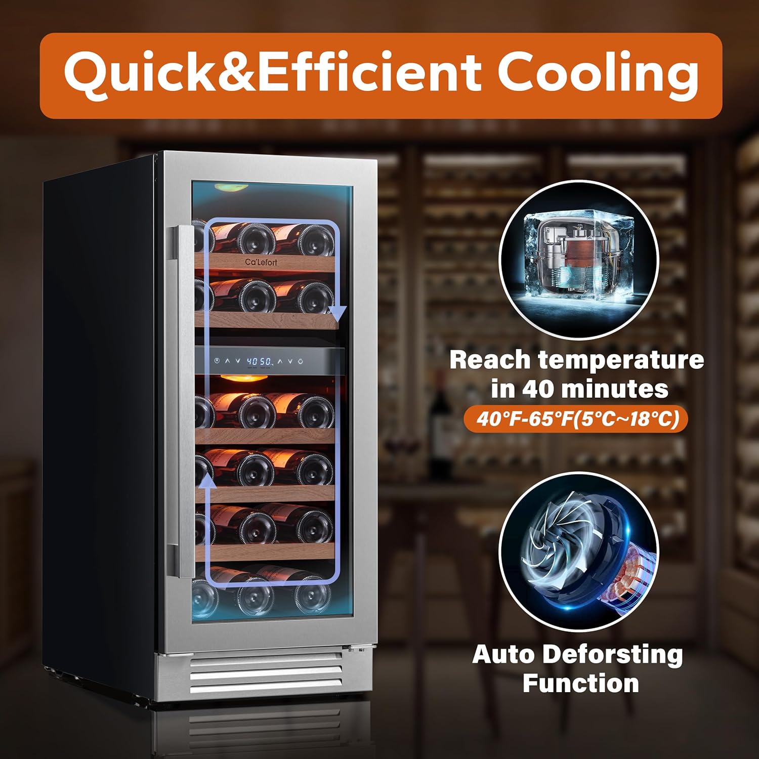 24'' Wine Cooler Refrigerator - 46 Bottle Wine Fridge Dual Zone with Modern Touch Intelligent Digital 40°-65°F Low Noise, Built in or Freestanding Wine Cooler for Home and Kitchen