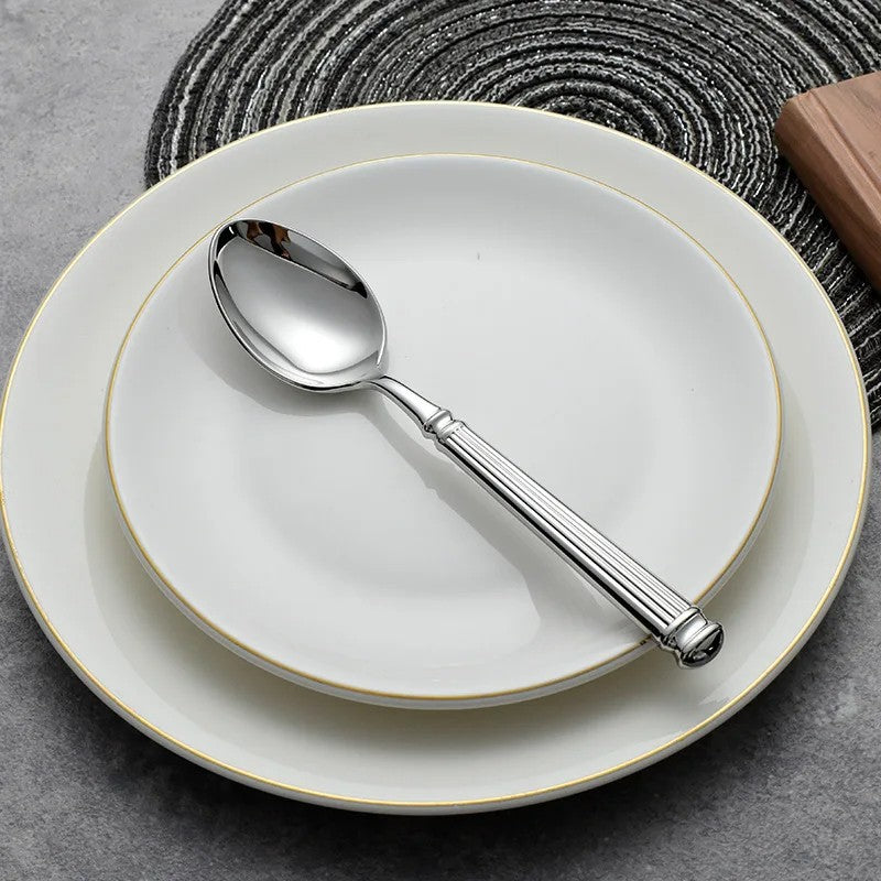 Imperium Roman Column Flatware Set - 18/8 Stainless Steel Vintage Embossed Cutlery Service for 6 - Onestopv