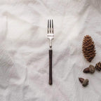Vintage Walnut Wood Handle Flatware Set - 18/8 Stainless Steel Rustic Cutlery Service for 5 - Onestopv