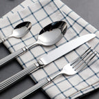 Imperium Roman Column Flatware Set - 18/8 Stainless Steel Vintage Embossed Cutlery Service for 6 - Onestopv