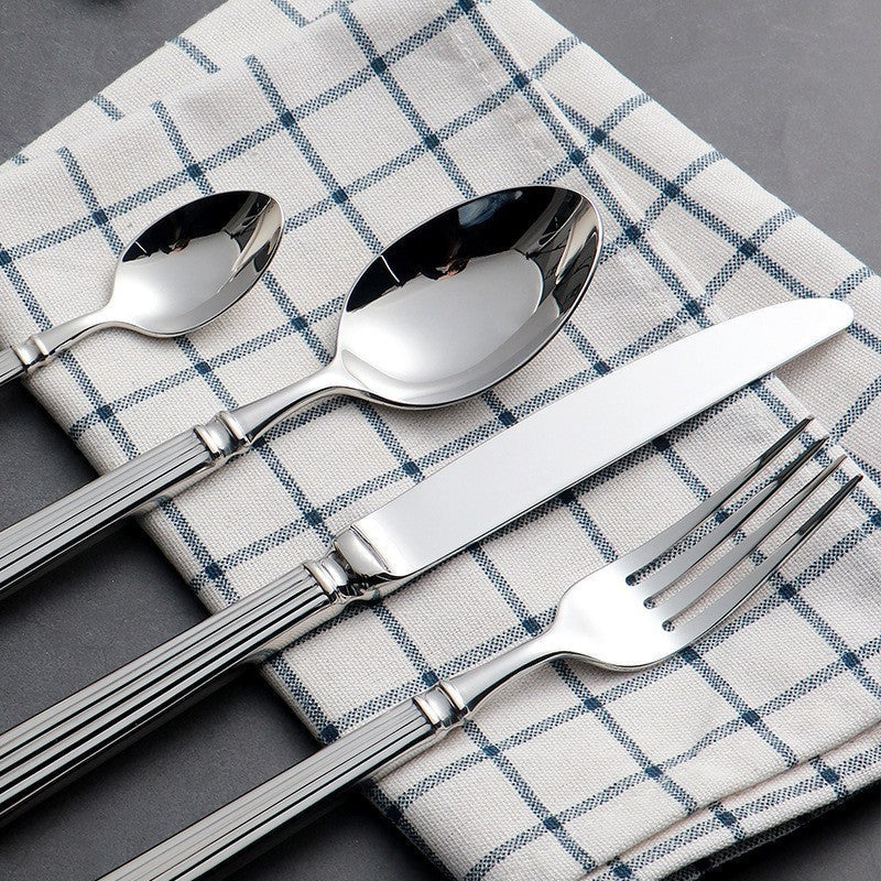 Imperium Roman Column Flatware Set - 18/8 Stainless Steel Vintage Embossed Cutlery Service for 6 - Onestopv