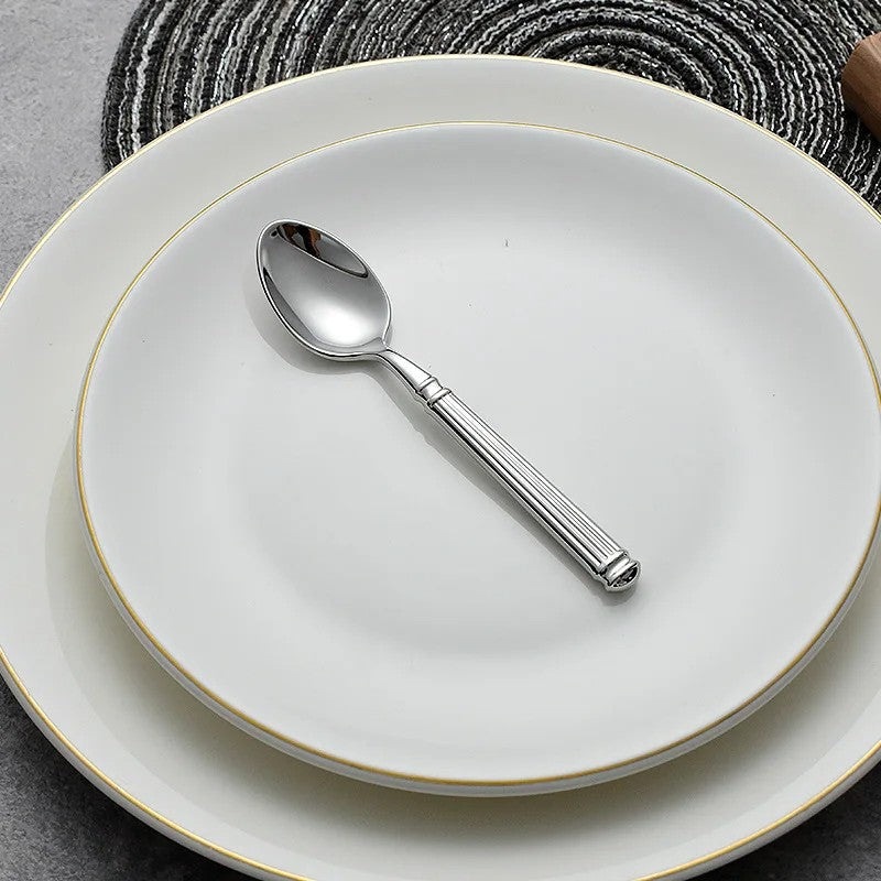 Imperium Roman Column Flatware Set - 18/8 Stainless Steel Vintage Embossed Cutlery Service for 6 - Onestopv