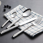 Imperium Roman Column Flatware Set - 18/8 Stainless Steel Vintage Embossed Cutlery Service for 6 - Onestopv