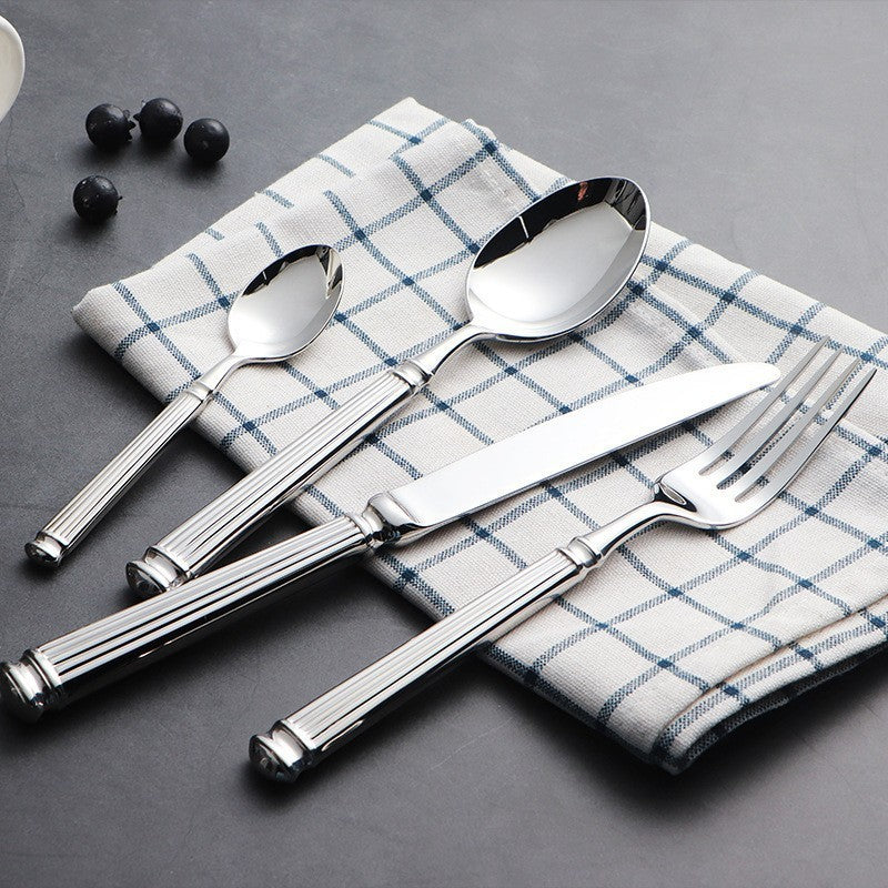 Imperium Roman Column Flatware Set - 18/8 Stainless Steel Vintage Embossed Cutlery Service for 6 - Onestopv