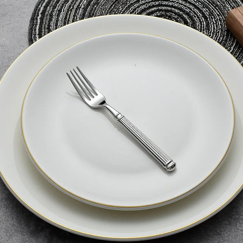 Imperium Roman Column Flatware Set - 18/8 Stainless Steel Vintage Embossed Cutlery Service for 6 - Onestopv
