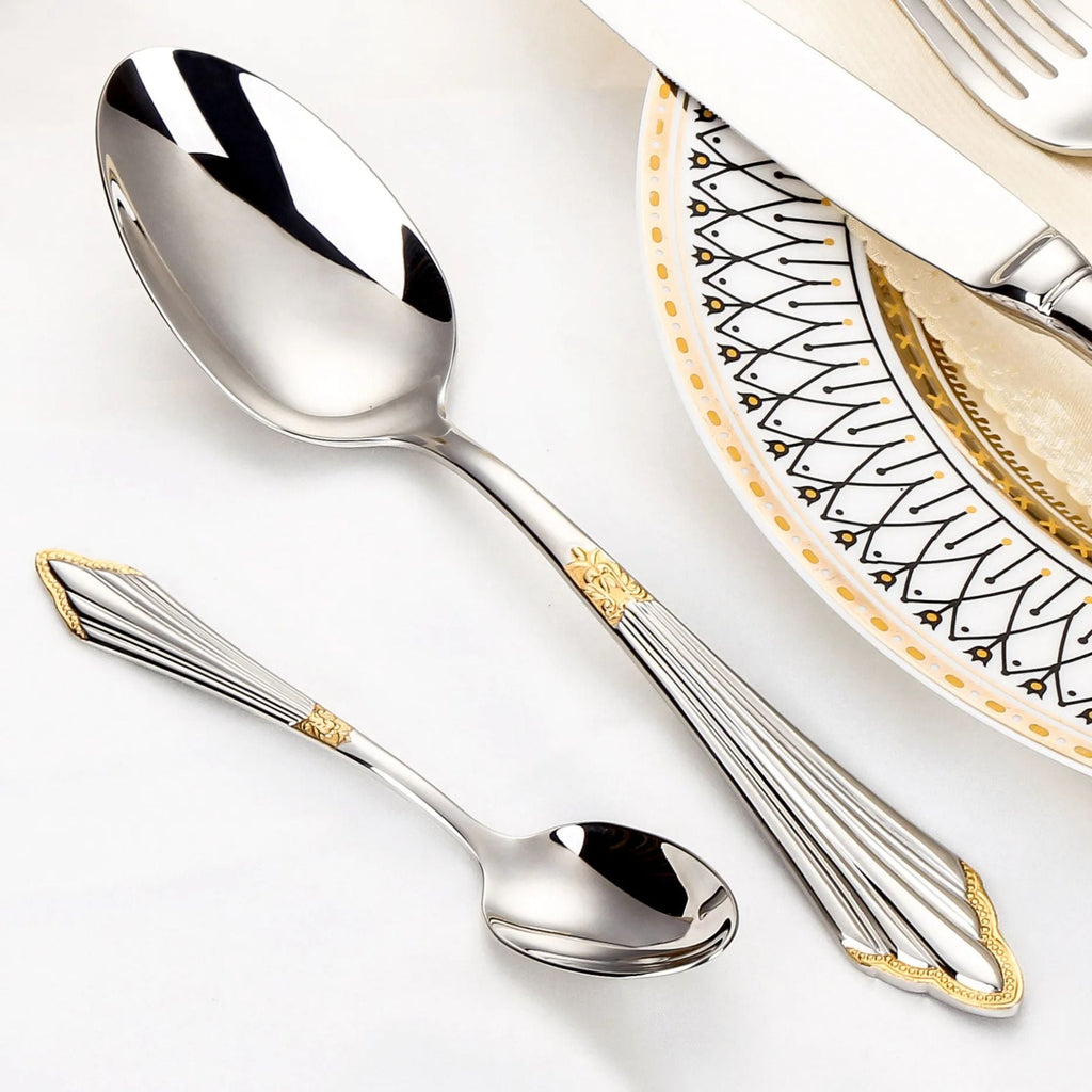 Baroque Silverware Set - 18/8 Stainless Steel Antique Detail Flatware Service for 4 - Onestopv