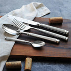 Imperium Roman Column Flatware Set - 18/8 Stainless Steel Vintage Embossed Cutlery Service for 6 - Onestopv