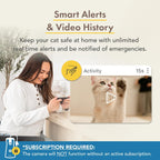 360° Cat Camera: See Your Cat from Anywhere | Rotating 360° Cat Tracking, Treat Toss, Color HD Night Vision, 2-Way Audio, Real-Time Notifications, Designed for Cats | Pet Camera w/Phone App