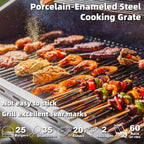 Upgraded 4 Burner BBQ Propane Gas Grill with Cast Iron Grates & Side Stove, 44,000 BTU Stainless Steel Burner Barbecue Grill for Patio, Camping, Outdoor Cooking MELLCOM