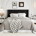 Allewie Queen Size Lift Up Storage Bed, Modern Wingback Headboard, Hydraulic Support, No Box Spring Needed, Light Beige