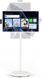 32-Inch Portable TV, 1080P FHD Rolling TV on Wheels with Rotatable Touch Screen, Android 13 OS, 8G RAM+128G Storage, Built-in Battery, Full Swivel Rotation, Voice Remote
