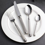 Imperium Roman Column Flatware Set - 18/8 Stainless Steel Vintage Embossed Cutlery Service for 6 - Onestopv