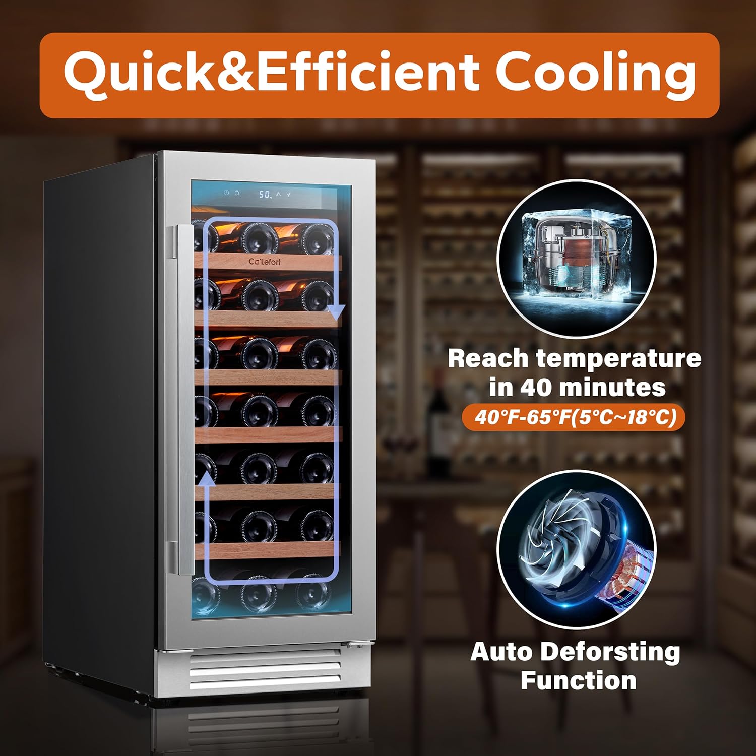 24'' Wine Cooler Refrigerator - 46 Bottle Wine Fridge Dual Zone with Modern Touch Intelligent Digital 40°-65°F Low Noise, Built in or Freestanding Wine Cooler for Home and Kitchen