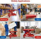 500LBS Hydraulic Lift Table Cart, 30" Lifting Height., Double Scissor Lift Table with 4 Wheels and Non-Slip Pad, Hydraulic Scissor Lift Table for Material Handling and Transportation