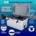 60 QT Ultra-Light Injection Molded Cooler - Ice Chest Keeps Ice up to 7 Days - Large Cooler Includes Wire Basket, Divider and Built-in Bottle Opener