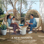 Best Choice Products Wicker Egg Chair, Oversized Indoor Outdoor Lounger for Patio, Backyard, Living Room w/ 4 Cushions, Steel Frame, 440lb Capacity - Ivory