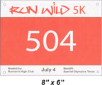 Array Stars Custom Race Bibs Personalized Full Color Printed Race Numbers, Running Bibs