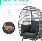 Best Choice Products Wicker Egg Chair, Oversized Indoor Outdoor Lounger for Patio, Backyard, Living Room w/ 4 Cushions, Steel Frame, 440lb Capacity - Ivory