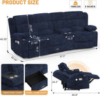 3 Seat Reclining Sofa with Storage Drawer USB Ports & Cup Holders Manual Couch