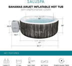 Bestway SaluSpa Fiji AirJet Large Round 2 to 4 Person Inflatable Hot Tub Portable Outdoor Spa with 120 AirJets and EnergySense Cover, Grey
