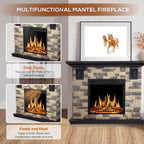 50 Inch Electric Fireplace Stone Mantel Package Y4926