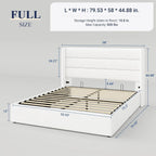 Allewie Queen Size Lift Up Storage Bed, Modern Wingback Headboard, Hydraulic Support, No Box Spring Needed, Light Beige