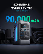 Anker Power Bank Station SOLIX C300 DC (90,000mAh), 288Wh, Portable Power Station, 300W Solar Generator, LiFePO4 Battery, Generators for Home Use, for Outdoor Camping(No Wall Charger Included)