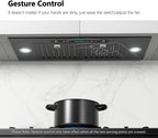 30 inch Built-in/Insert Range Hood 900 CFM, Ducted/Ductless Convertible Duct, Stainless Steel Kitchen Vent Hood with 4 Speed Gesture Sensing&Touch Control Panel(IKB01-30)
