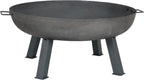 34-Inch Rustic Cast Iron Outdoor Raised Fire Pit Bowl with Handles - Oxidized Finish