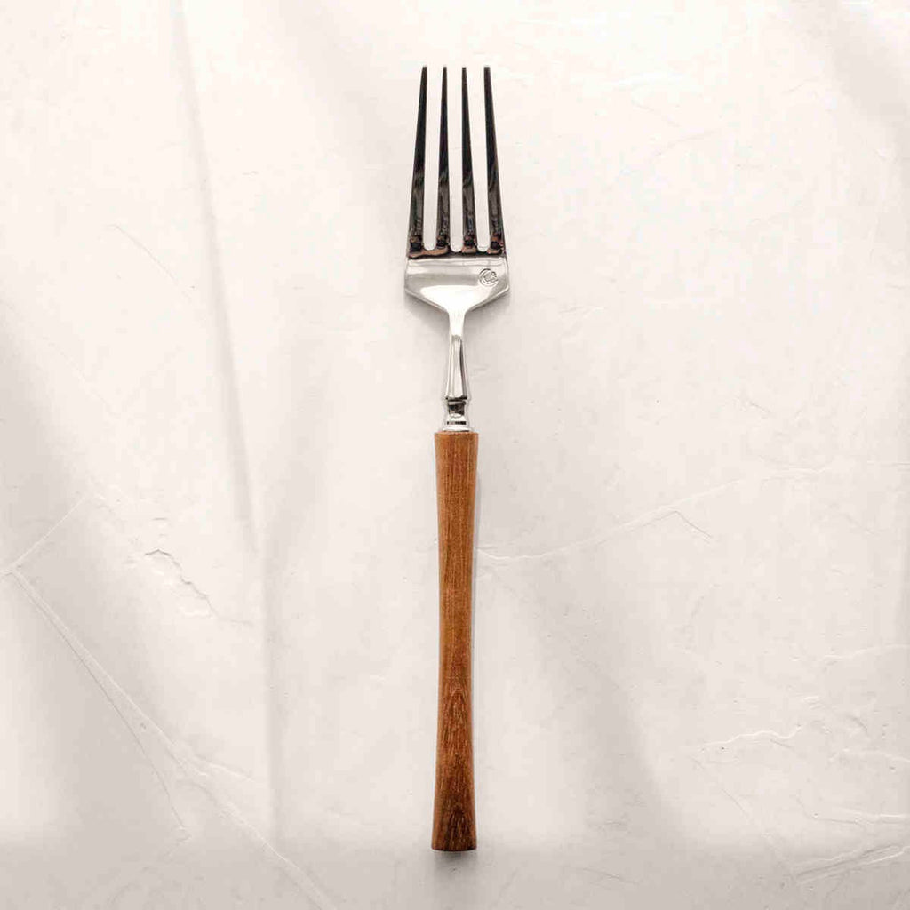 Minimalist Silverware Set with Wooden Handle - 18/8 Stainless Steel Tableware Service for 6 - Onestopv
