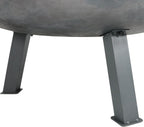 34-Inch Rustic Cast Iron Outdoor Raised Fire Pit Bowl with Handles - Oxidized Finish