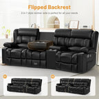3 Seat Reclining Sofa with Storage Drawer USB Ports & Cup Holders Manual Couch