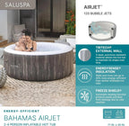 Bestway SaluSpa Fiji AirJet Large Round 2 to 4 Person Inflatable Hot Tub Portable Outdoor Spa with 120 AirJets and EnergySense Cover, Grey