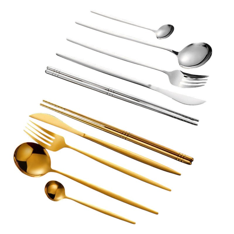 Nara Matte Black and Gold Cutlery Set - 18/8 Stainless Steel Modern Flatware Service for 5 - Onestopv