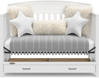 5-in-1 Convertible Baby Bed (with drawers, white) - Green Guardian Gold Certification, built-in baby bed storage drawer, convertible to toddler bed, day bed and full-size bed