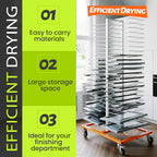50-Shelf Paint Drying Rack with Wheels, 25lbs/Shelf, Orange/White