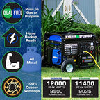 XP12000EH Dual Fuel Generator – 12,000W Gas/Propane, 457cc 4-Stroke Engine, EPA/CARB Compliant