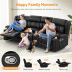 3 Seat Reclining Sofa with Storage Drawer USB Ports & Cup Holders Manual Couch