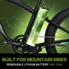 750W Electric Bike 26  Fat Tire Adult Electric Bicycles 48V 13AH Removable Lithium Battery Ebike with Suspension Fork Aluminium Frame Beach Snow Mountain E-Bike for Adults