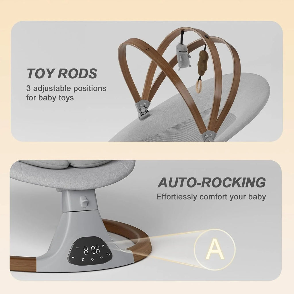 Baby Swings for Infants, Monamii Baby Swing, Bluetooth Infant Swing with Music Speaker, 5 Speeds and Remote Control, Indoor & Outdoor Use