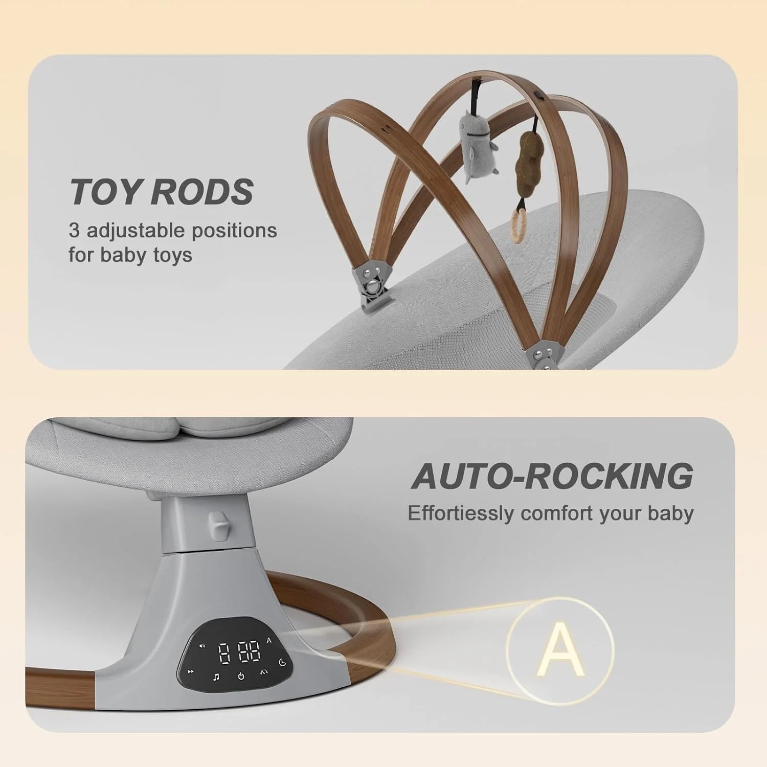 Baby Swings for Infants, Monamii Baby Swing, Bluetooth Infant Swing with Music Speaker, 5 Speeds and Remote Control, Indoor & Outdoor Use