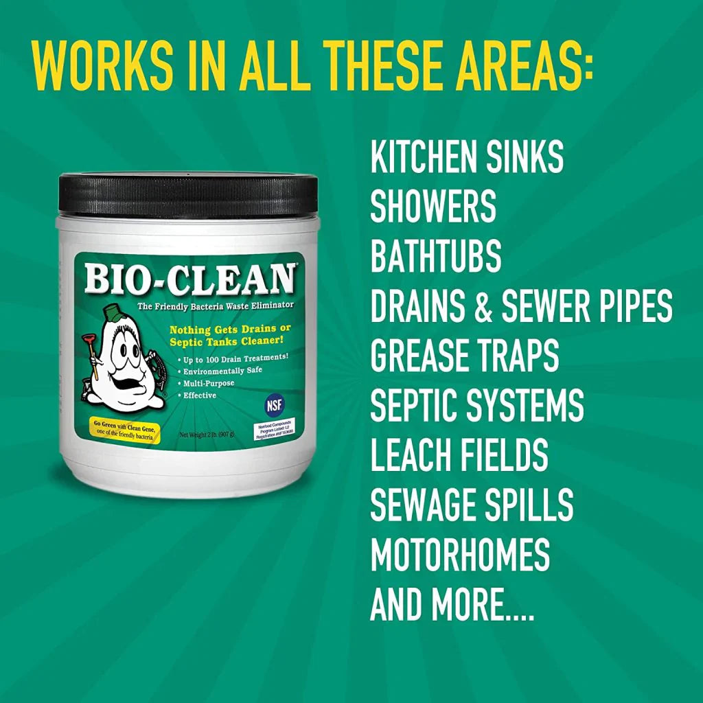 Bio-Clean natural drain cleaner, suitable for septic tanks and grease traps, environmentally friendly