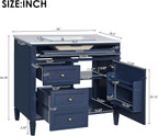 36" Bathroom Vanity with Single Sink Combo, Modern Undermount Bathroom Sink Cabinet with 2 Drawers and a Tip-Out Drawer, Freestanding Bathroom Vanities, Soft Closing, Solid Wood Frame
