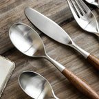 5-Piece Wood Handle Flatware Set - 304 Stainless Steel Japanese Style Cutlery Service for 5 - Onestopv